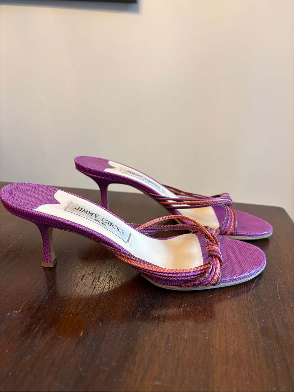 Jimmy Choo Vintage Purple Braided Strap Heeled Sandals - Picture 2 of 4